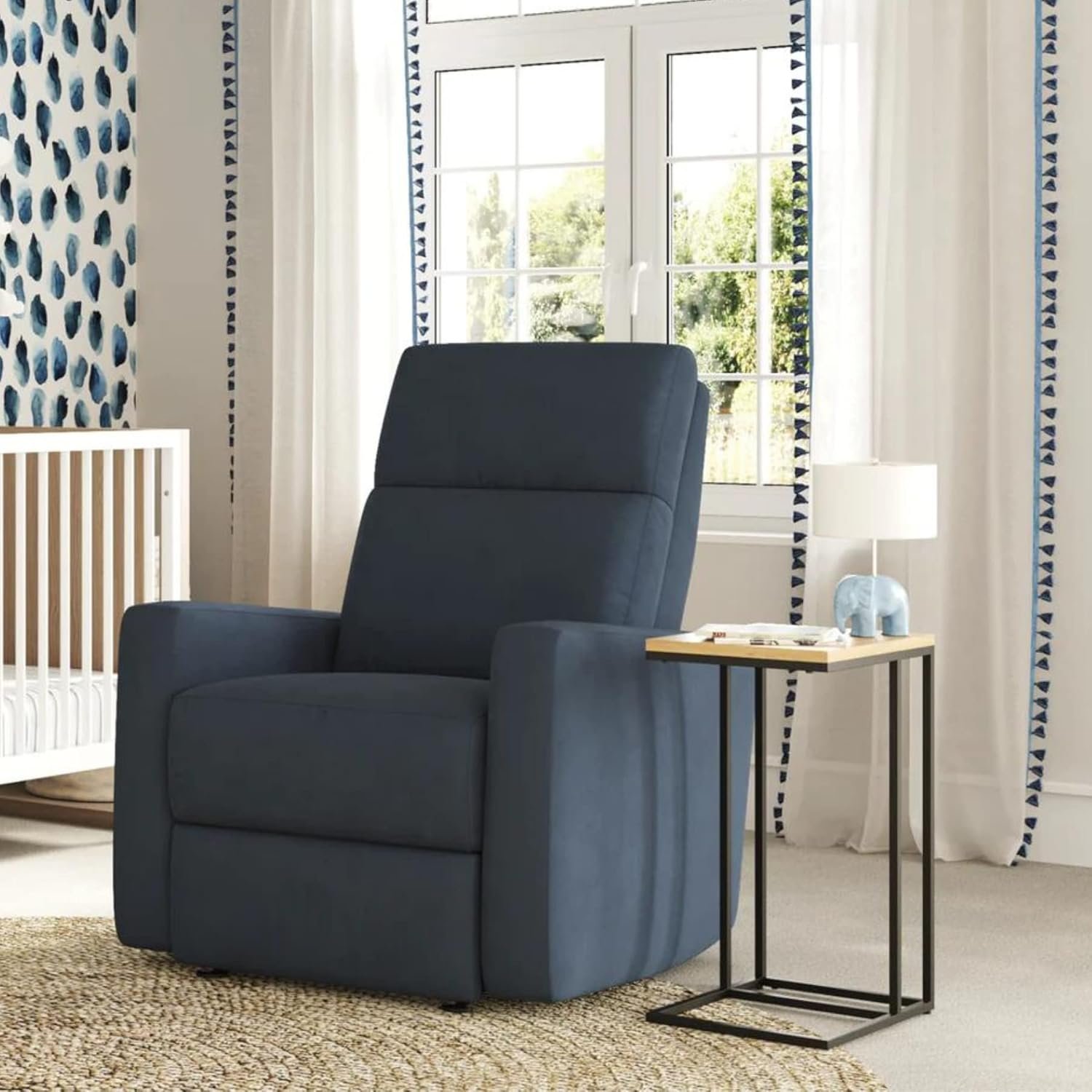 Nurture& The Glider Premium Power Recliner Nursery Glider Chair with Adjustable Head Support | Designed with a Thoughtful Combination of Function and Comfort | Built-in USB Charger (Navy)