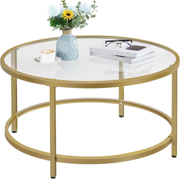 Yaheetech Gold Glass Coffee Table – Elegant Living Room Addition