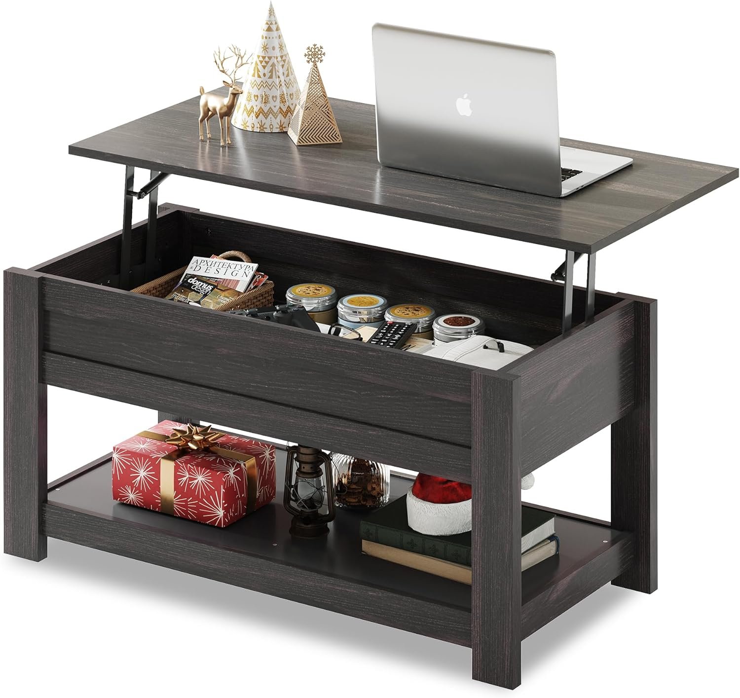 WLIVE Coffee Table, 39" Lift Top Coffee Table with Hidden Compartment and Storage Shelf for Living Room, Espresso