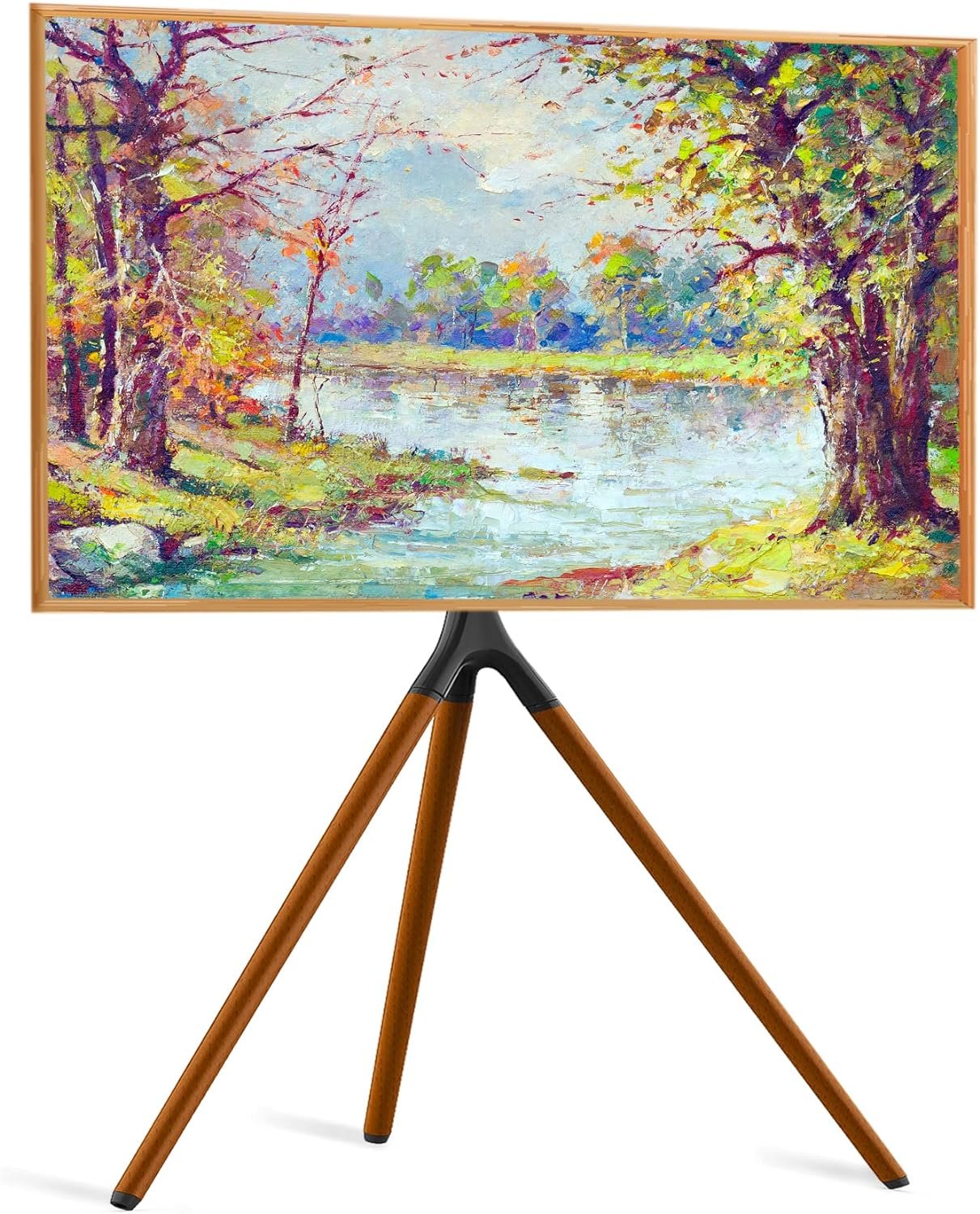 Easel TV Stand with Tripod Base for 45-65 inch Flat Screen up to 77lbs, Height Adjustable TV Stand Tripod for Living Room w/Cable Ties, 180°Swivel, Black