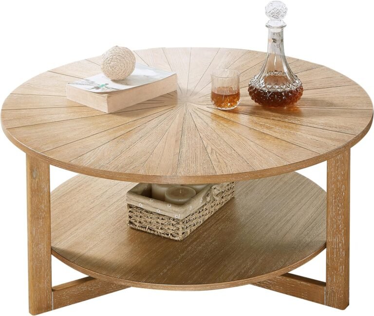 DS-HOMEPORT Wood Round Coffee Table Review: Rustic Elegance for Your Living Room