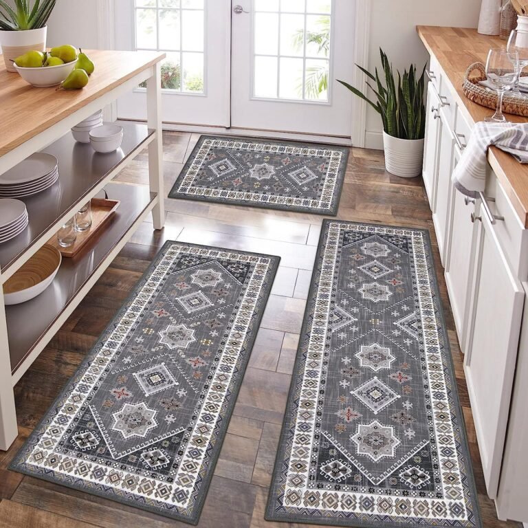 HEBE Boho Kitchen Rug Sets 3 Piece with Runner – Vintage Charm for Your Home