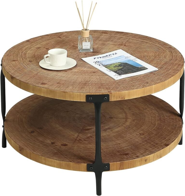 Elegant Round Boho Wood Coffee Table for Your Living Room