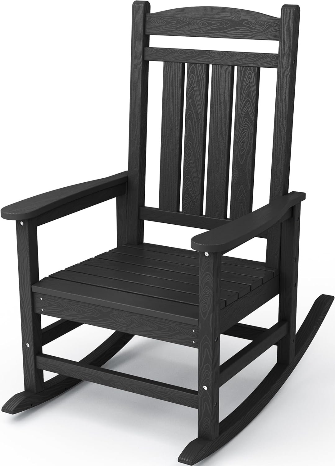 KINGYES Outdoor Rocking Chairs, Weather Resistant Patio Rocking Chairs High Back Porch Rocker for Adult, Black