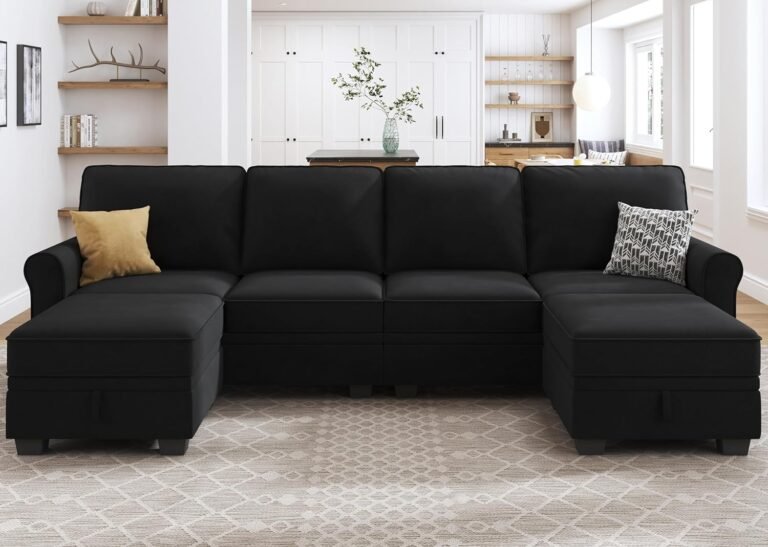 HONBAY Sectional Sofa Review: Luxurious and Functional Black Velvet U Shaped Sectional Couch