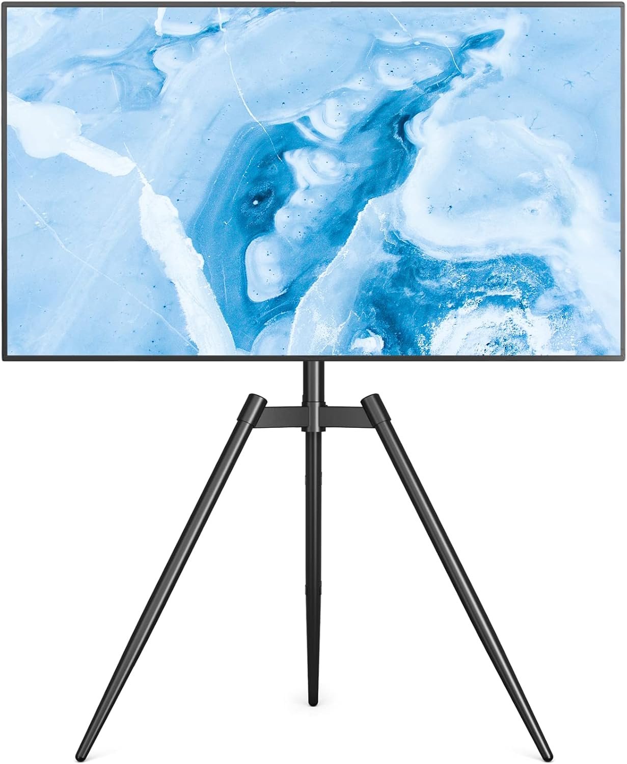 Rfiver Artistic Easel TV Tripod Stand for 32 to 65 Inch LCD LED Flat Curved Screens up to 77 lbs, 100° Swivel Minimalist TV Stand for Living Room Corner, Height Adjustable Floor TV Mount, Black