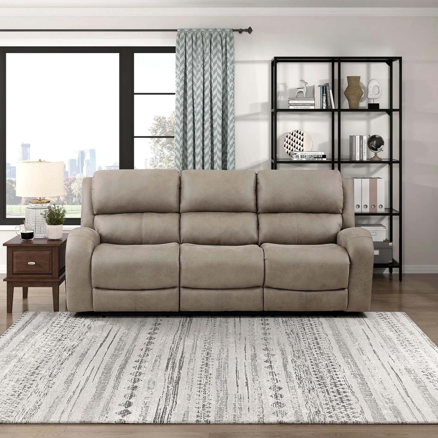 Lexicon Recliner Couch, Wall Hugger Sofa Recliners, Home Theater Seating Dual Reclining Couch, Manual Recliner Couches for Living Room, Bedroom, Office, Apartment, 84.5'' Sofa Recliner, Brown