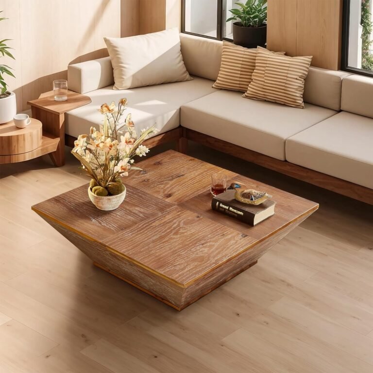 Stylish Square Wood Coffee Table for Living Room