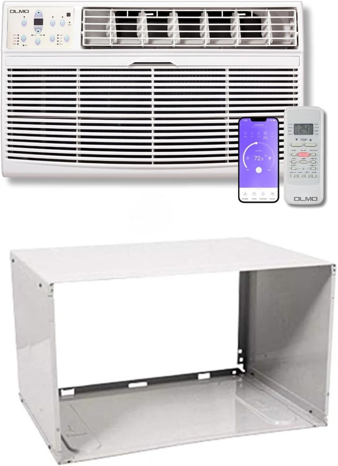 OLMO 8,000 btu 115V Through-the-Wall Air Conditioner with Remote Control and built in Smart Kit, (Heating and Cooling) (R32 Refrigerant) Wall Sleeve Included…