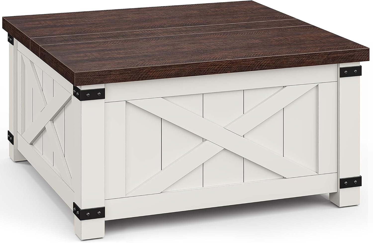 EnHomee 35.6" W Lift Top Coffee Table with Large Storage Space Farmhouse Coffee Tables for Living Room Wood Square Coffee Table Living Room Furniture Center Table for Home and Office, White