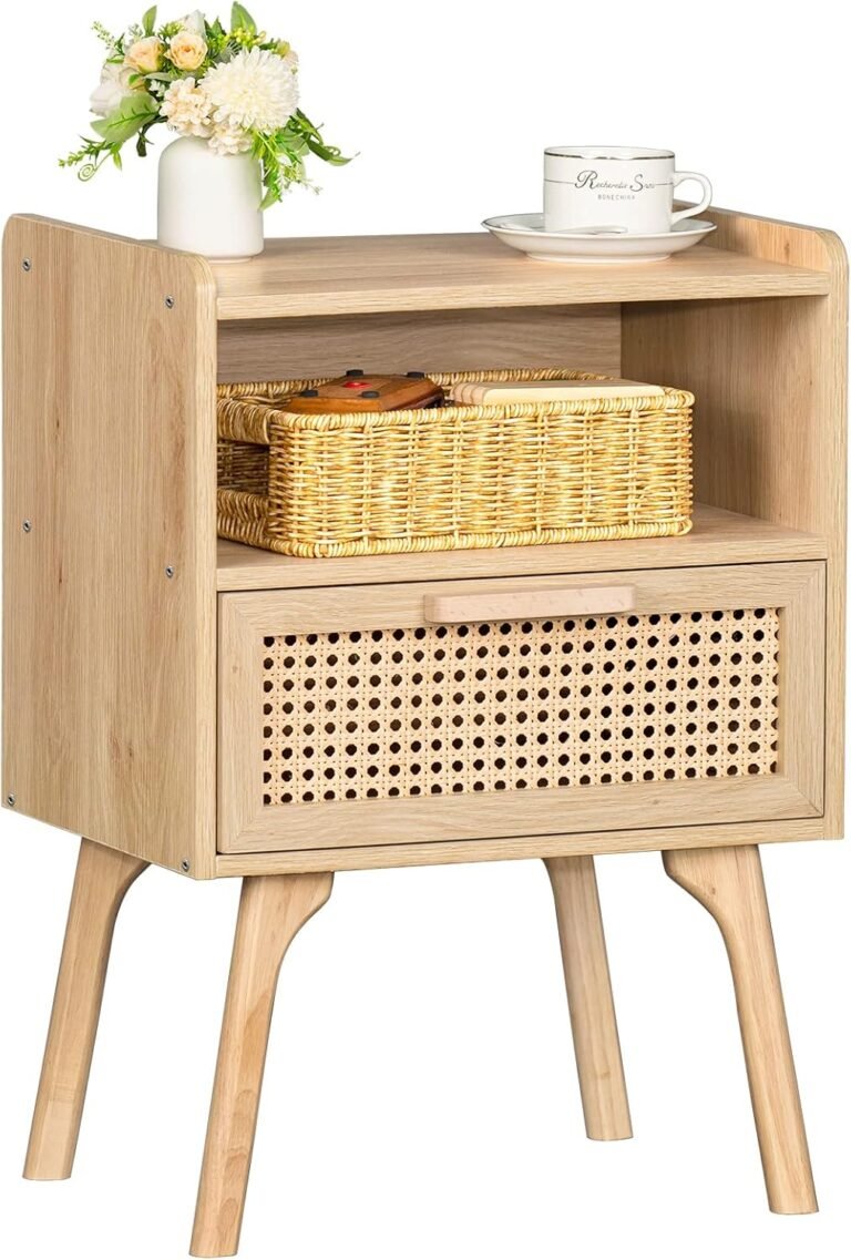Boho Rattan Nightstand – Lerliuo End Table