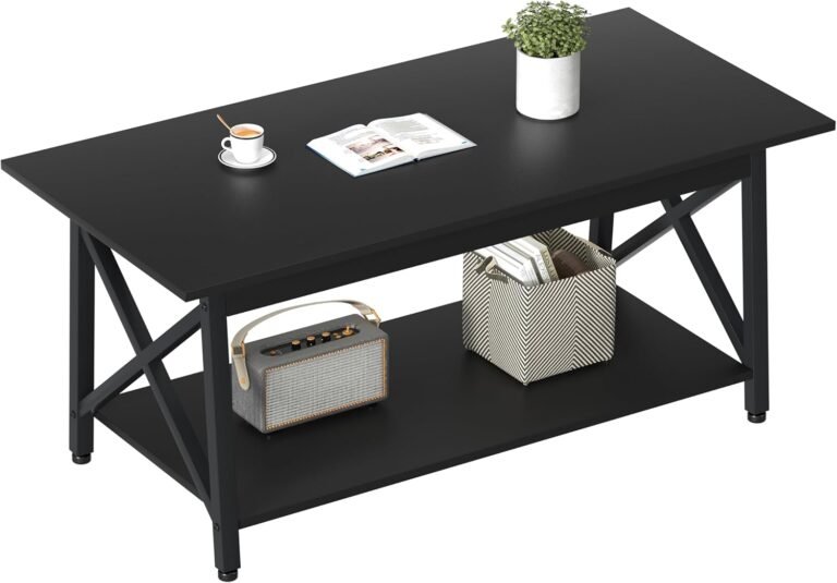 Black Farmhouse Coffee Table with Storage – GreenForest