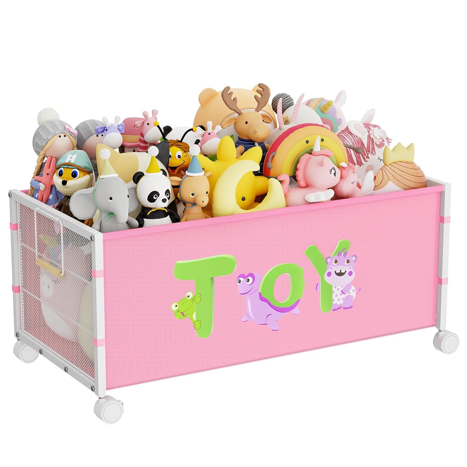 Large Toy Box, Toy Storage Organizer for Kids, Toy Chest for Toddlers with 360° Wheels, Toybox for Living Room, Oxford Cloth Toy Box for Boys, Girls, Stuffed Animals, Clothes