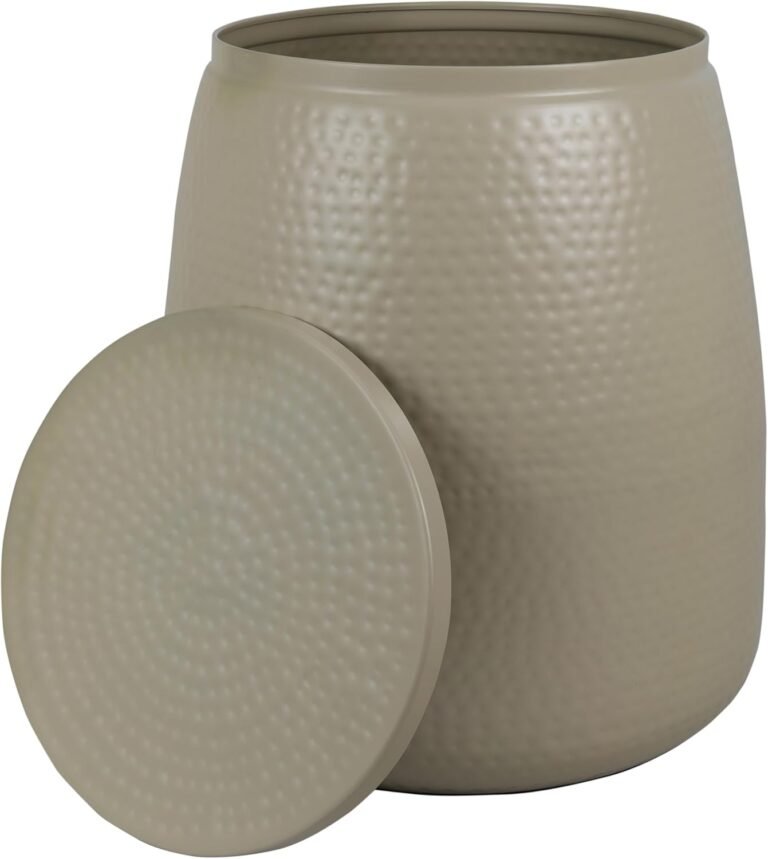 Rustic Drum Side Table with Storage | Happimess