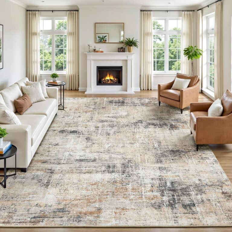 Lofus Area Rug – Modern 8×10 Rug | Grey & Gold