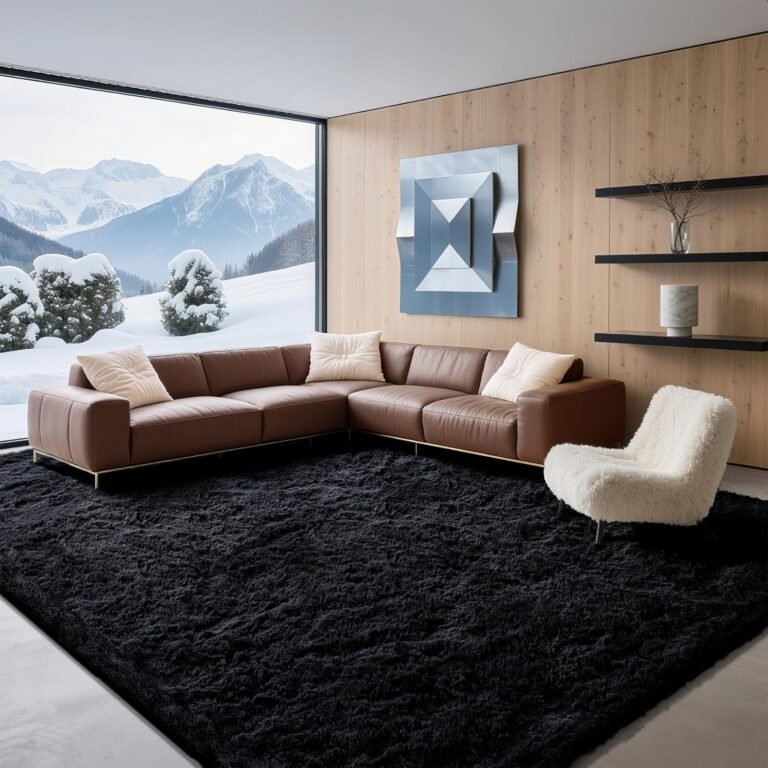 8×10 Black Shaggy Rug – NoiFamo