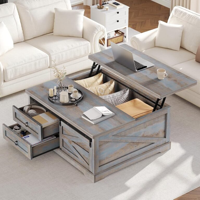 Farmhouse Coffee Table with Lift Top & Storage – Itaar Blue