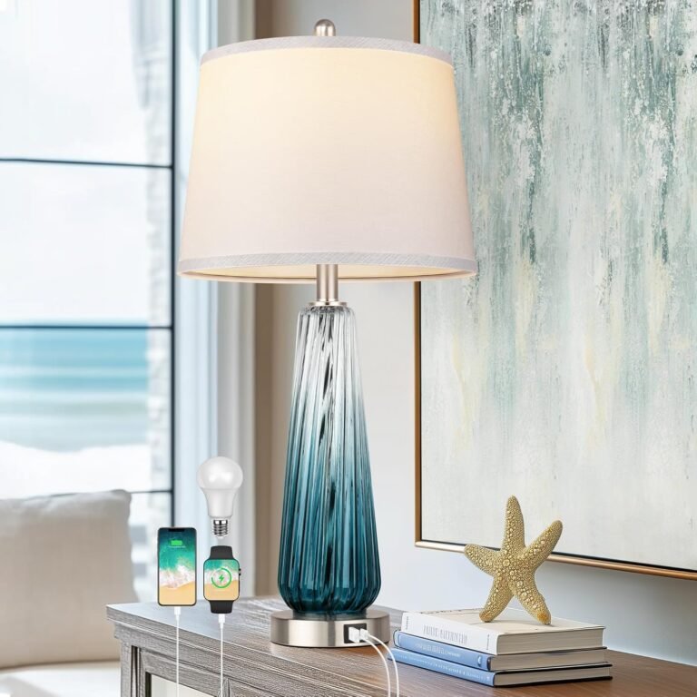 Teal Glass Table Lamps – Modern Bedroom Lighting