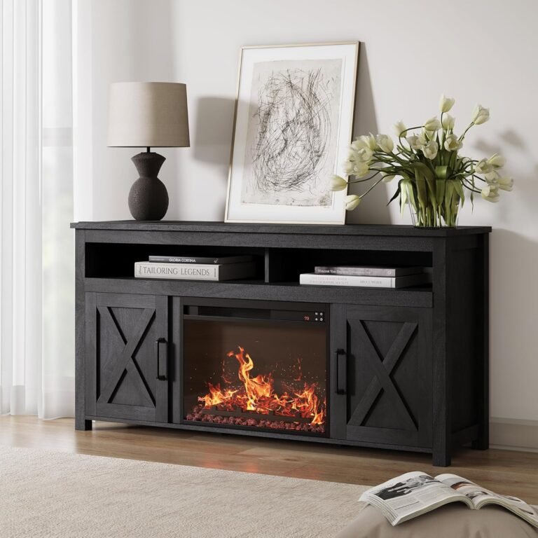 Farmhouse TV Stand w/ Fireplace – BELLEZE