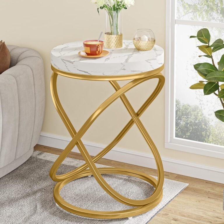 White & Gold End Table | Modern Living Room Decor