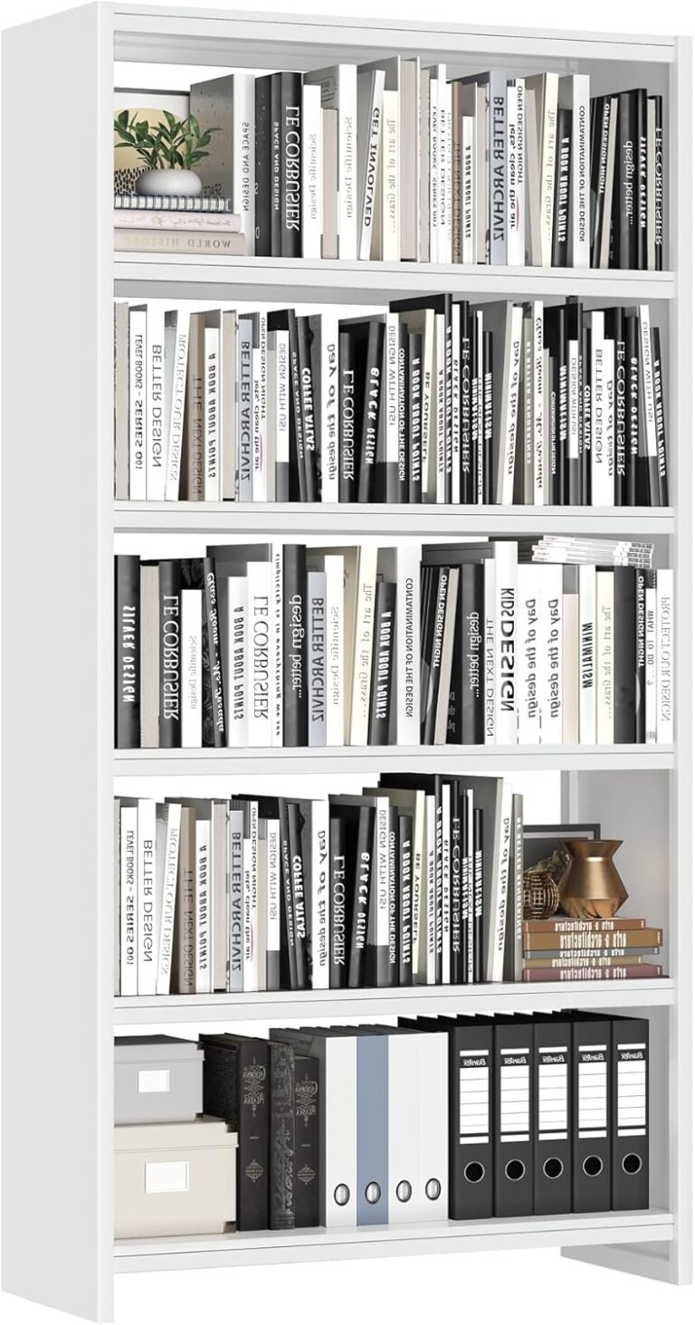 Tall White Bookshelf | Modern Metal Bookcase – OSEILLC