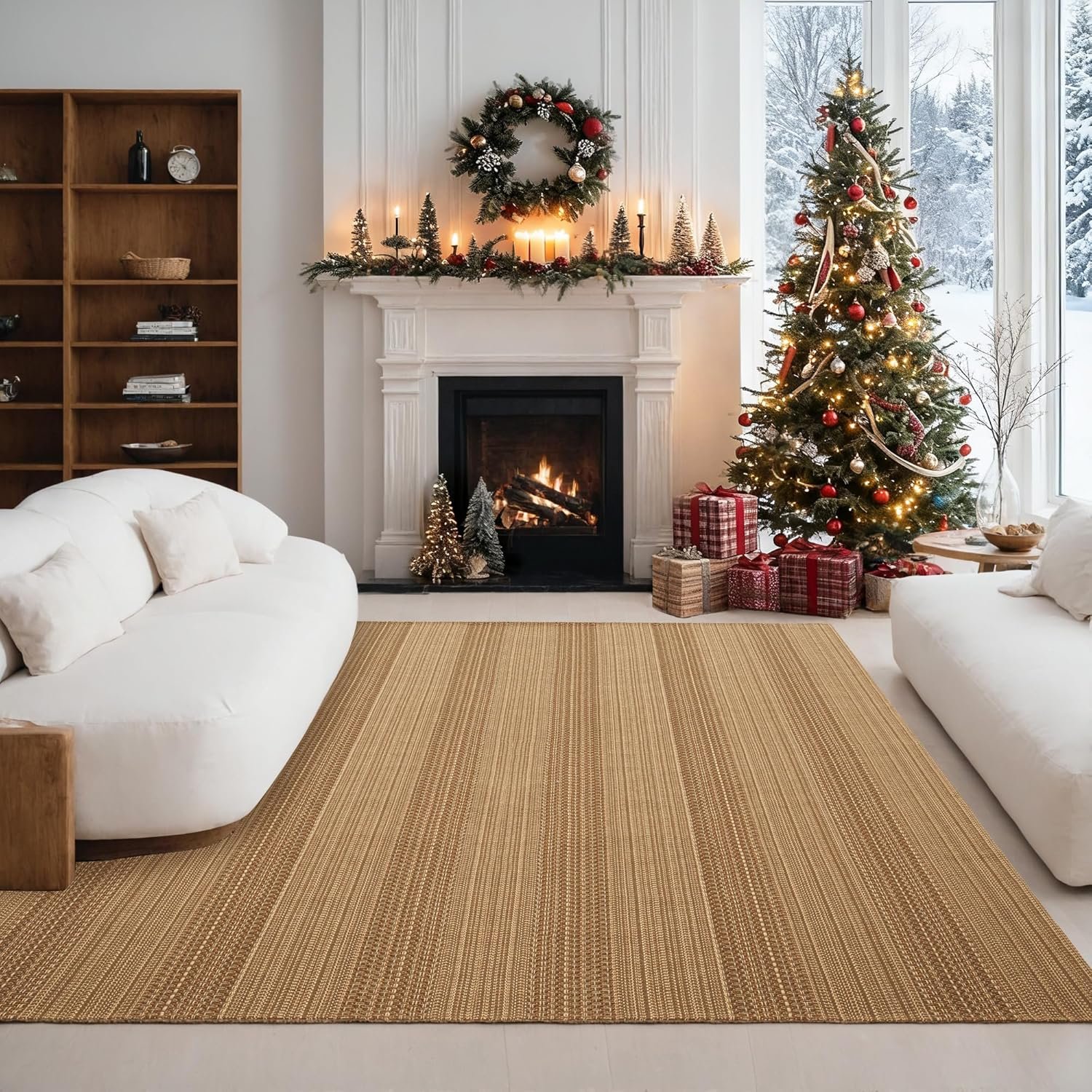 6x9 Area Rugs for Living Room – Machine Washable Boho Woven Rug with Non-Slip Backing, Large Living Room Rug, Mats for Bedroom, Dining Room, Home Office – Soft & Durable, Pet Friendly