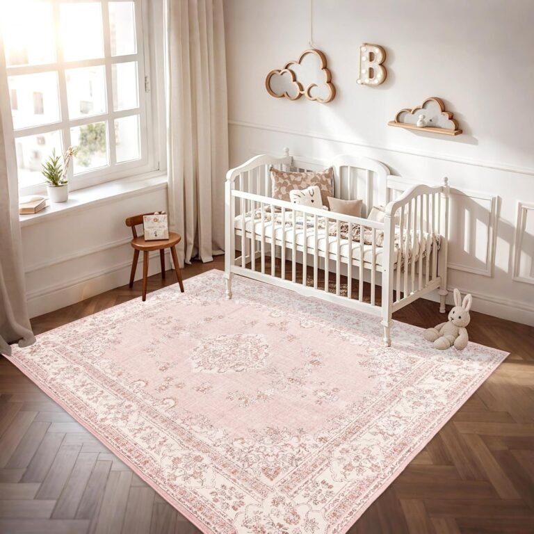 Washable Oriental Rug – Soft Pink 5×8 | Brevonox
