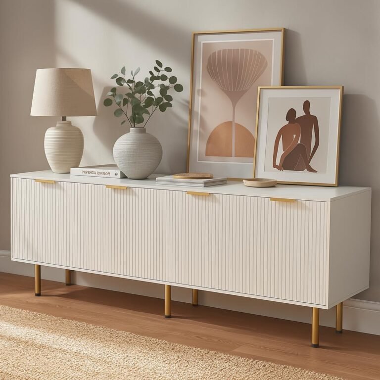 Mid-Century Modern TV Stand | White Entertainment Center