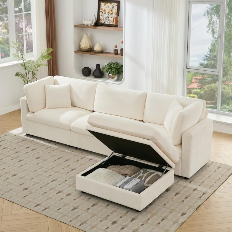 Modern Sectional Sofa with Storage | Tbfit Beige Living Room Set