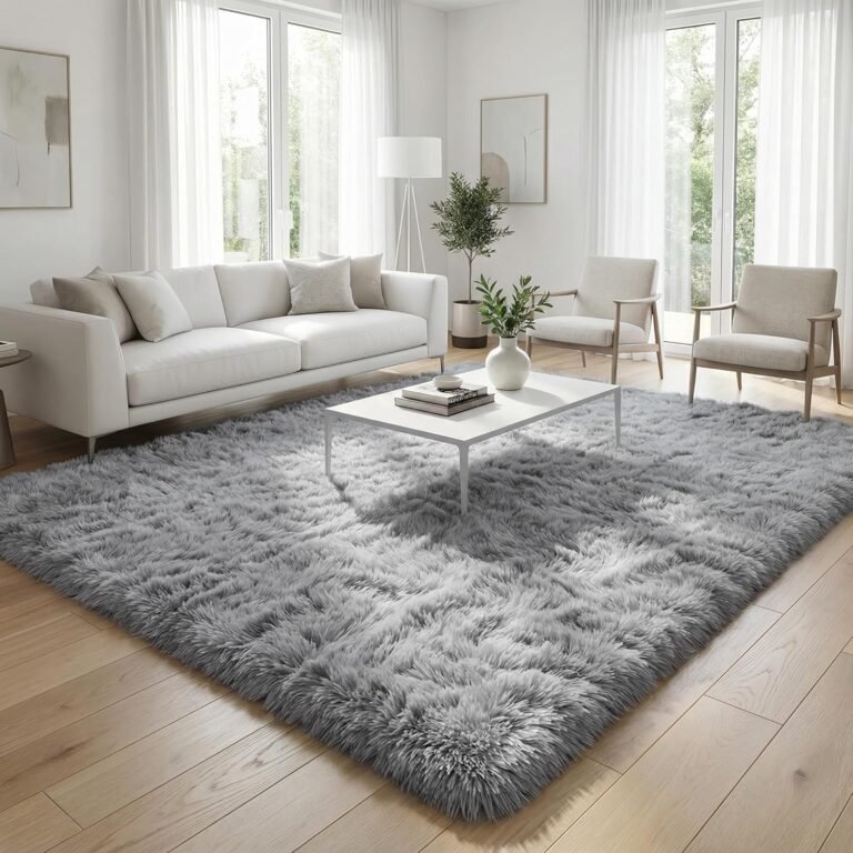 Merelax Soft Modern Indoor Large Shaggy Rug Review | 5×8 Grey Area Rug for Living Rooms