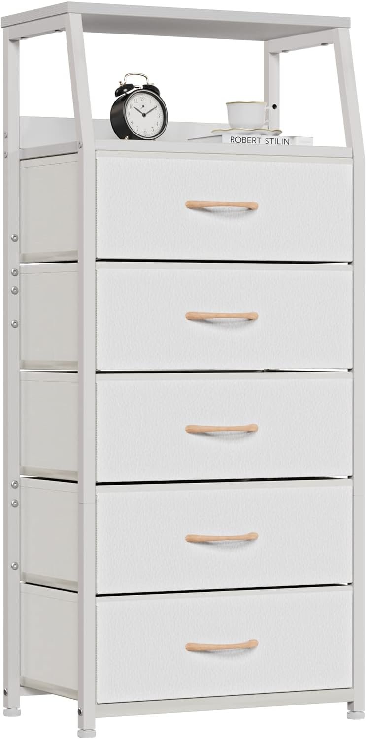 Furnulem White Dresser with 5 Drawers Review: Vertical Storage Tower for Bedroom, Living Room, and Entryway