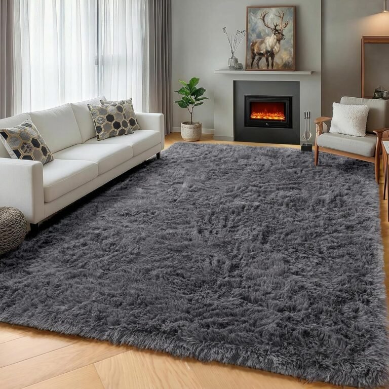 ONASAR Grey Area Rugs 5×8 Shag Rug for Living Room Review
